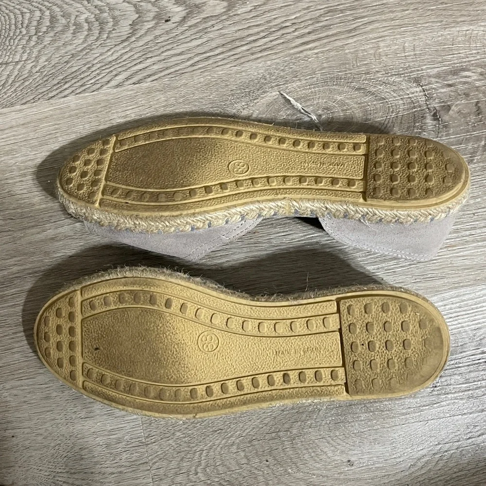 Verbenas Espadrilles Suede Flats Sz 38 Tan Leather Peep Toe Shoes SPAIN